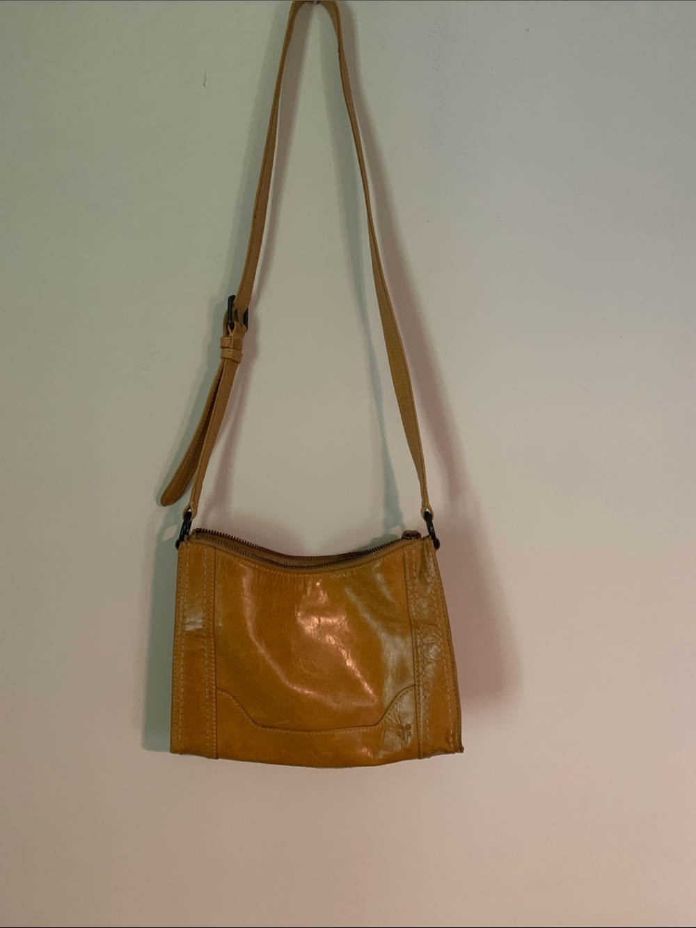 Frye leather crossbody in mustard